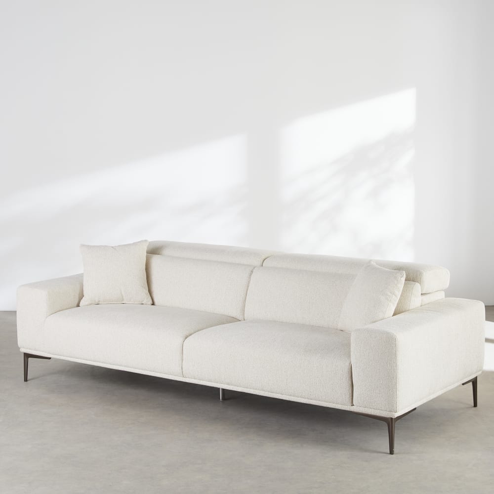 Canapé 3 places en tissu polyester tramé beige — vue 4