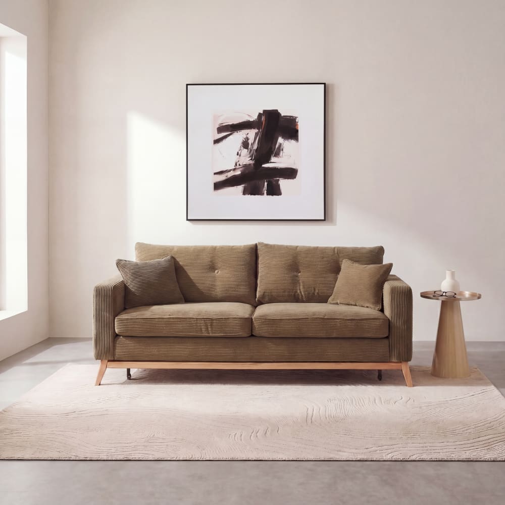 Canapé style scandinave 3 places vert kaki