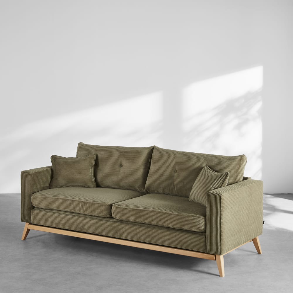 Canapé style scandinave 3 places vert kaki — vue 4