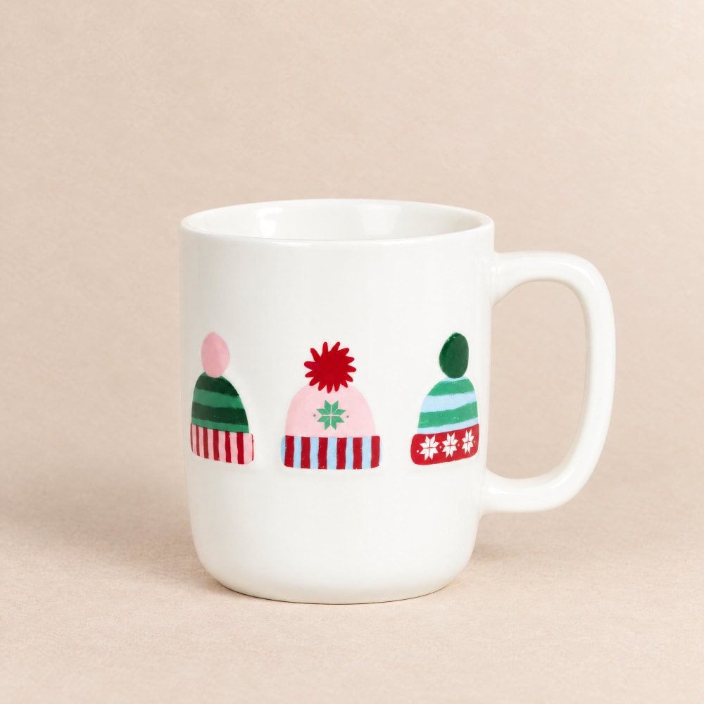 Mug en porcelaine motifs bonnets multicolores