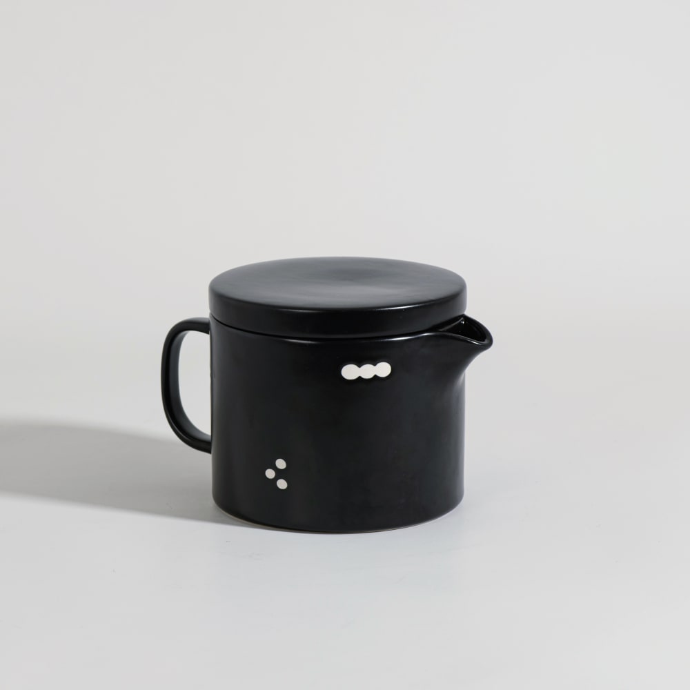 Théière en céramique noire à motifs, 0,9L