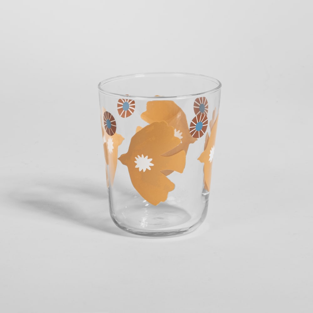 Gobelet en verre transparent motifs multicolores