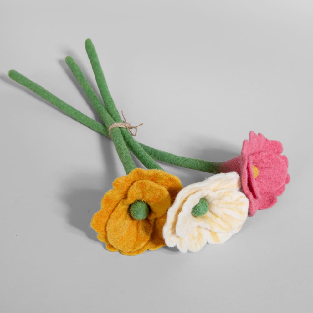 Bouquet de fleurs en laine bouillie multicolore — vue 3