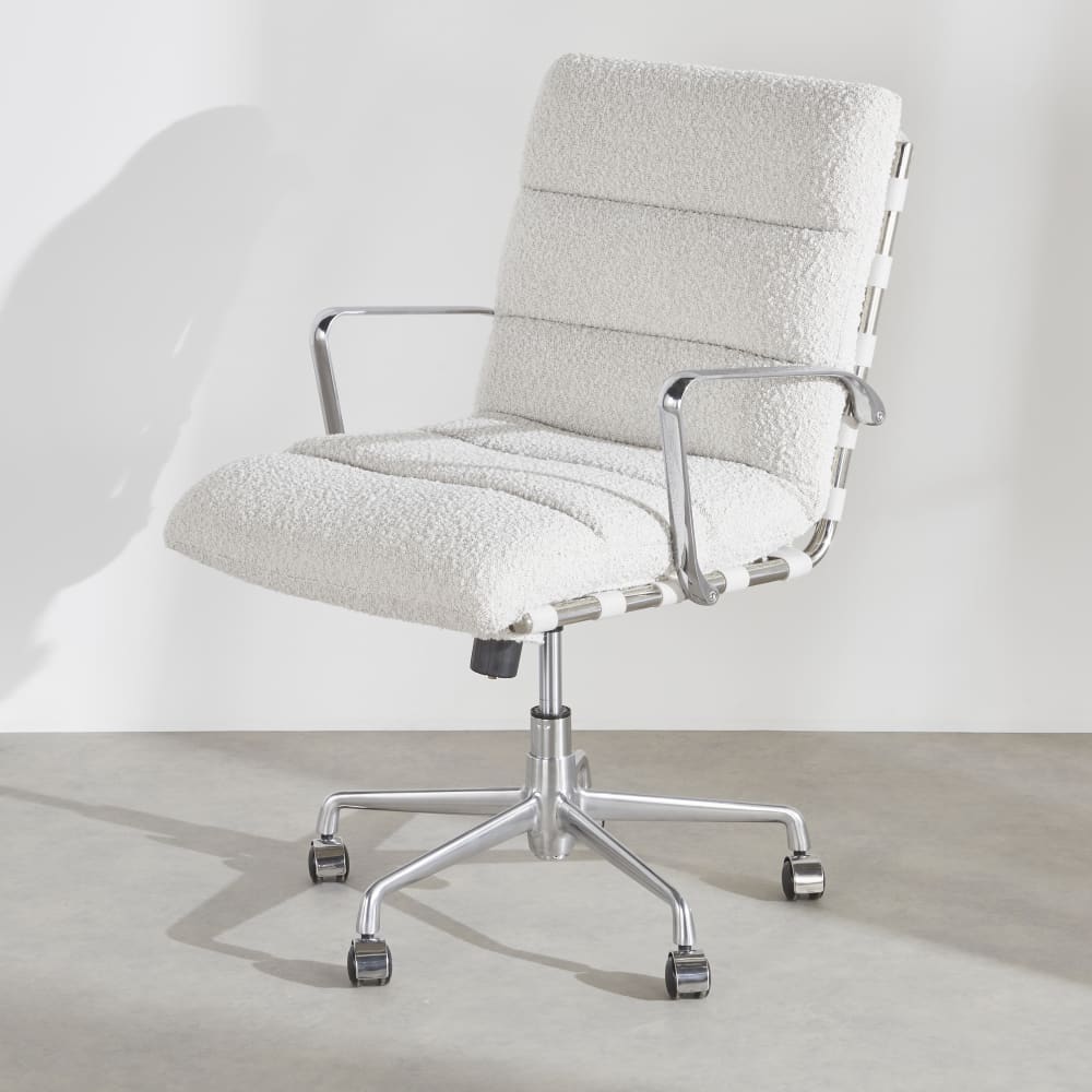 Beige Bouclé-Bürostuhl mit Rollen - Maisons Du Monde