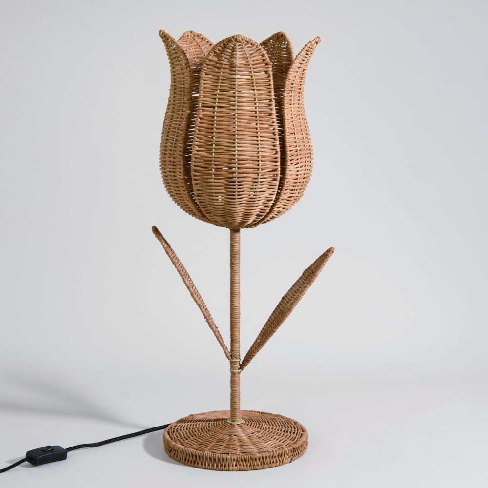 Lampe fleur en rotin tressé, design exclusif