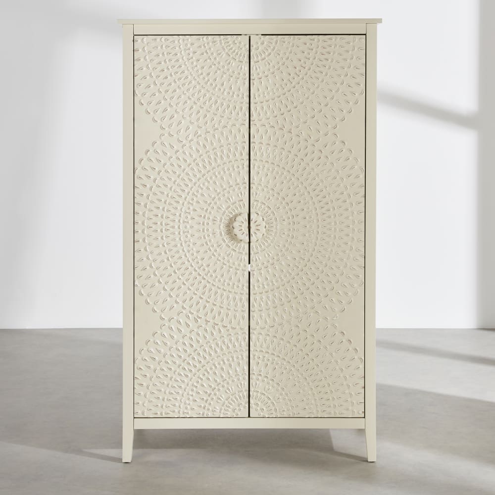 Weißer Schrank mit Gravuren, B 100 cm - Maisons Du Monde