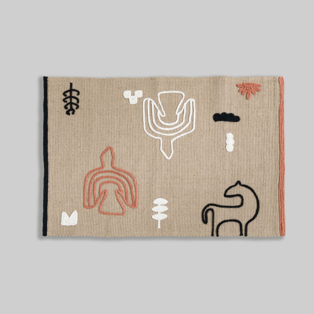 Tapis en jute à motifs tricolores, 60x90 cm