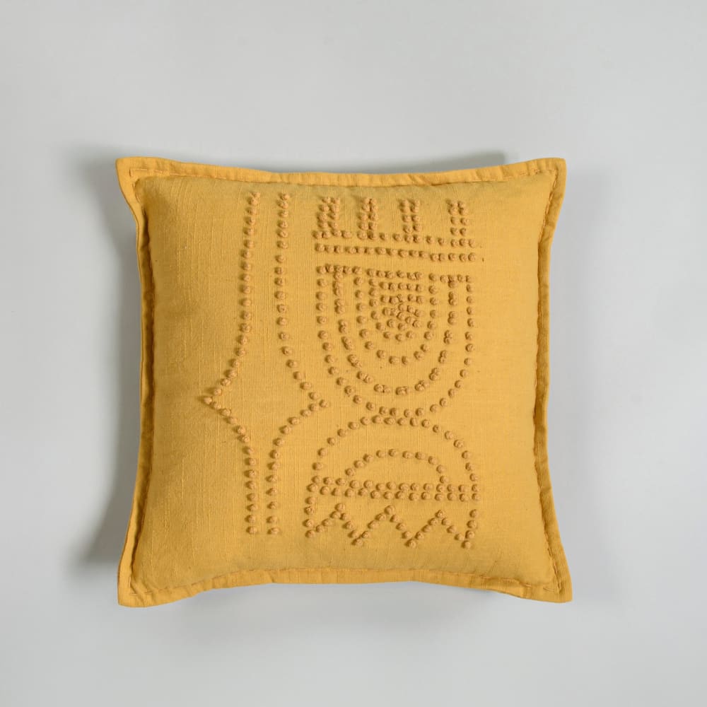 Housse de coussin en coton à motifs jaune moutarde, 40x40 cm