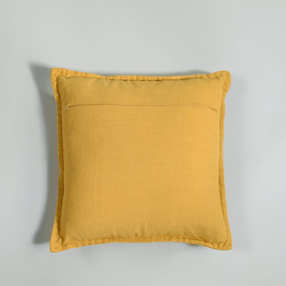 Housse de coussin en coton à motifs jaune moutarde, 40x40 cm — vue 3