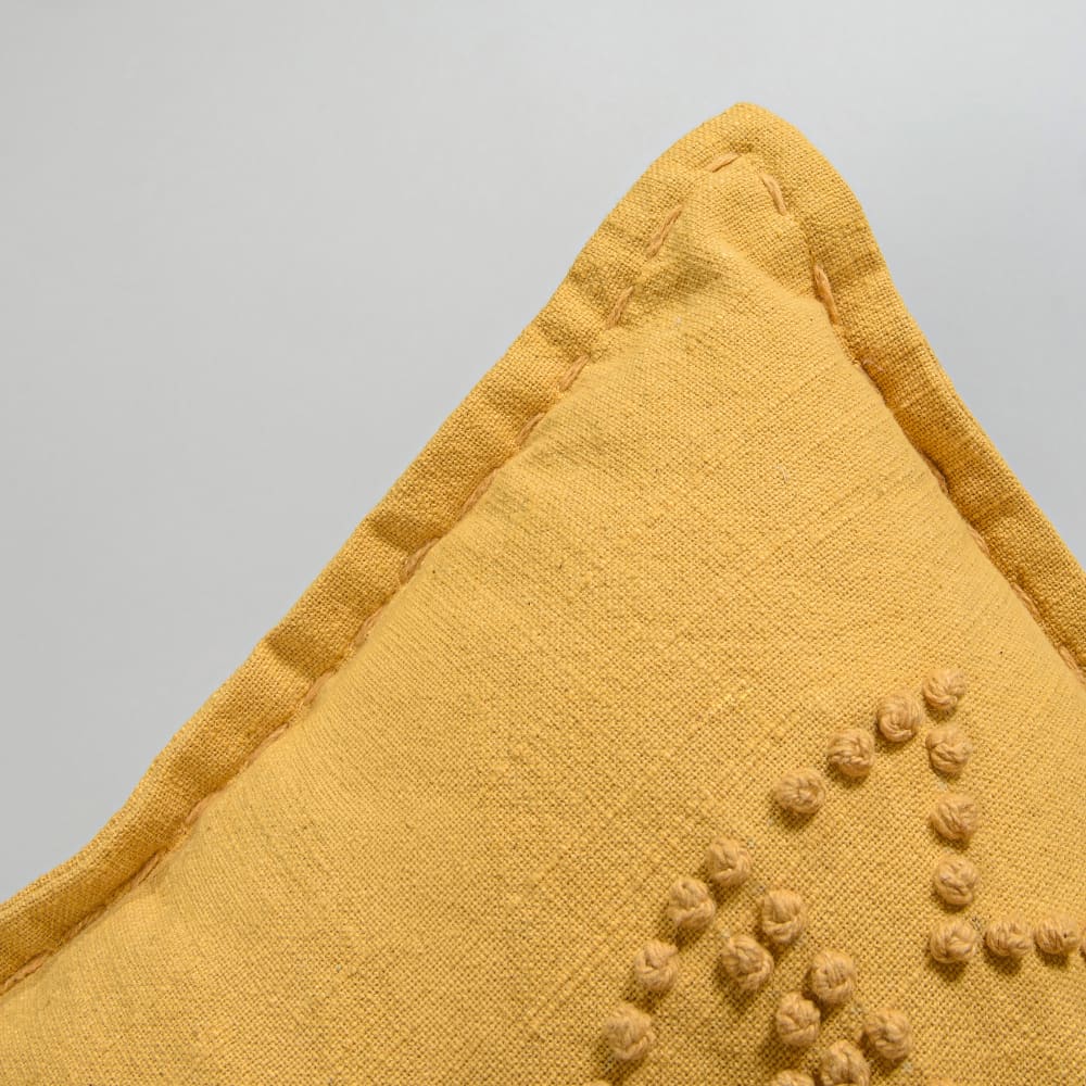 Housse de coussin en coton à motifs jaune moutarde, 40x40 cm — vue 4