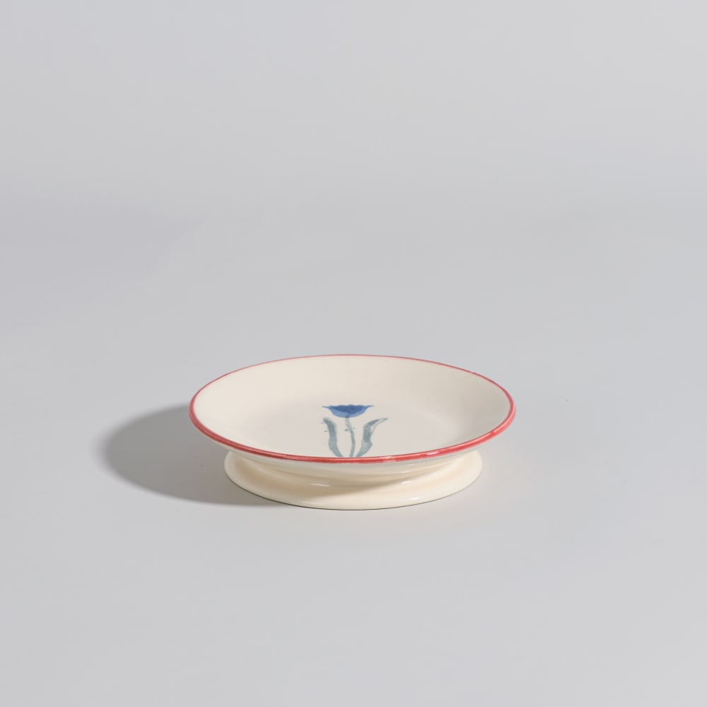 Porte savon en grès blanche motif fleur