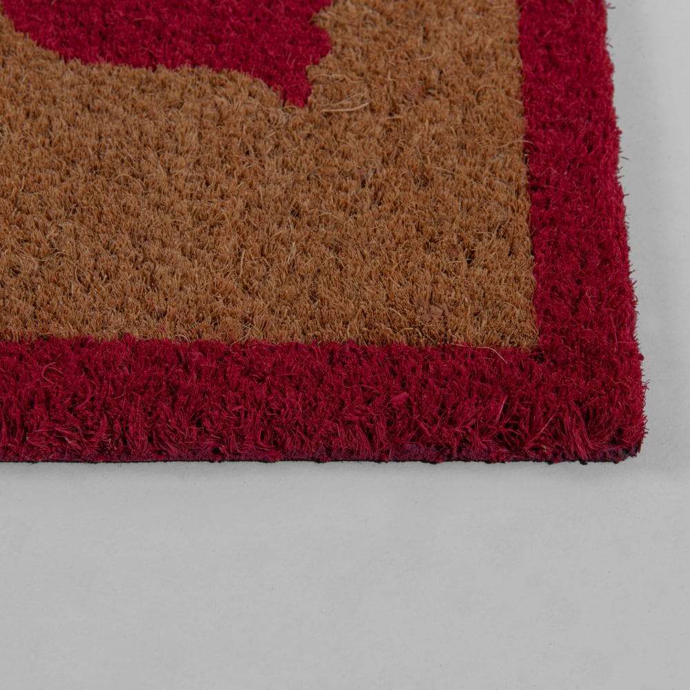 Paillasson en fibre de coco motif floral imprimé vert et rose, 60x40 cm — vue 4