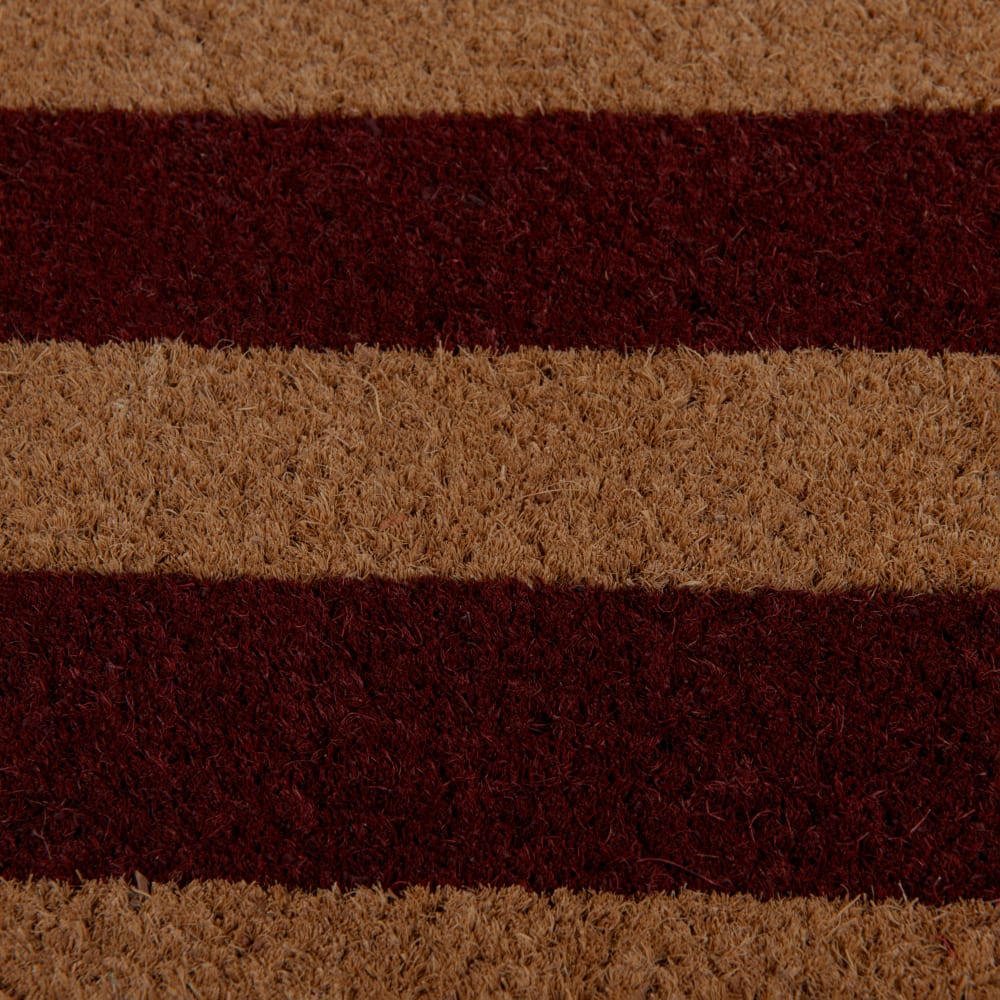 Paillasson en fibre de coco à rayures imprimées bordeaux et beiges, 40x60 cm — vue 3