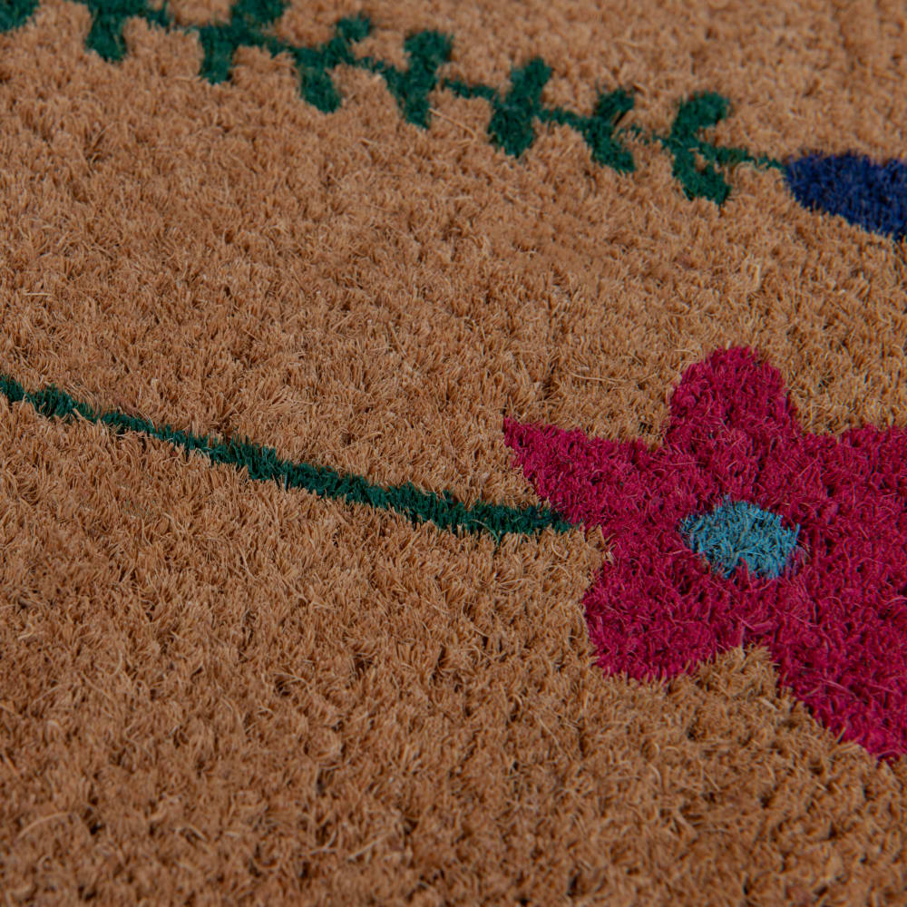 Paillasson en fibre de coco motif floral imprimé multicolore, 25x55 cm — vue 3