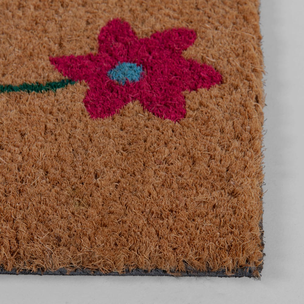Paillasson en fibre de coco motif floral imprimé multicolore, 25x55 cm — vue 4