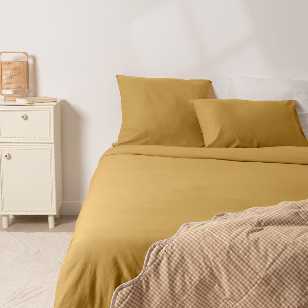 Housse de couette en coton vert olive, 140x200 cm