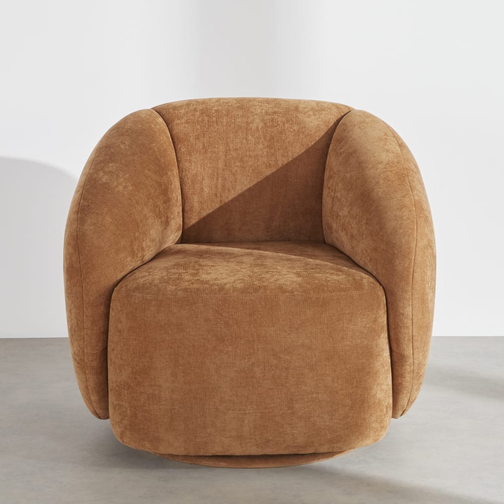 Fauteuil pivotant marron cannelle