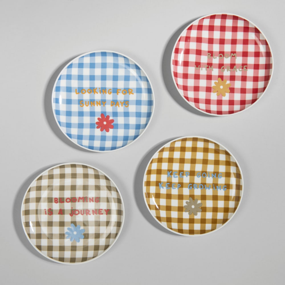 Assiettes à dessert (x4) en céramique multicolore