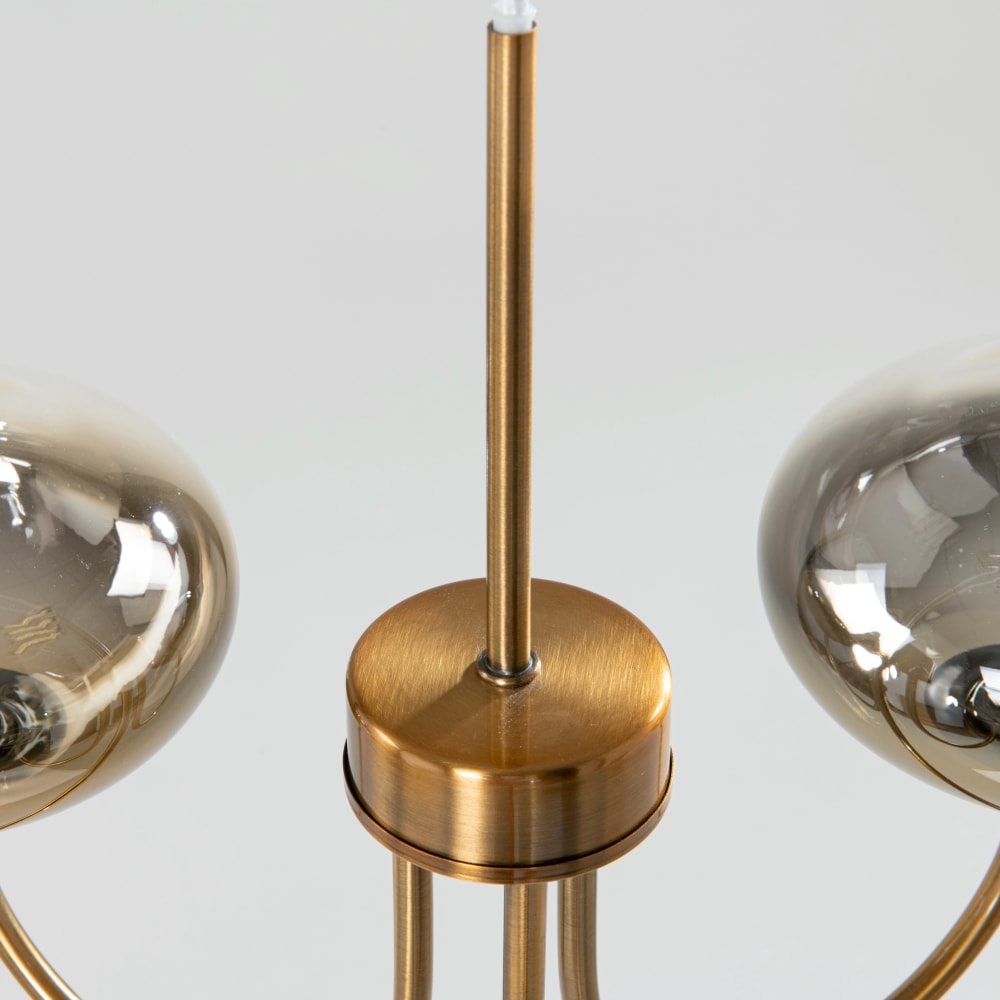 Suspension en acier doré avec 3 globes en verre fumé — vue 4