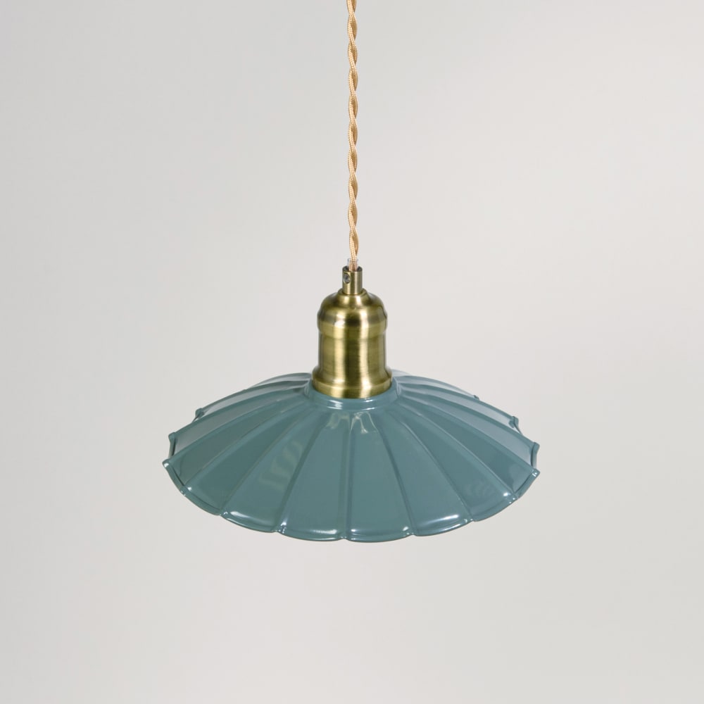 Petite suspension en acier vert et doré — vue 3