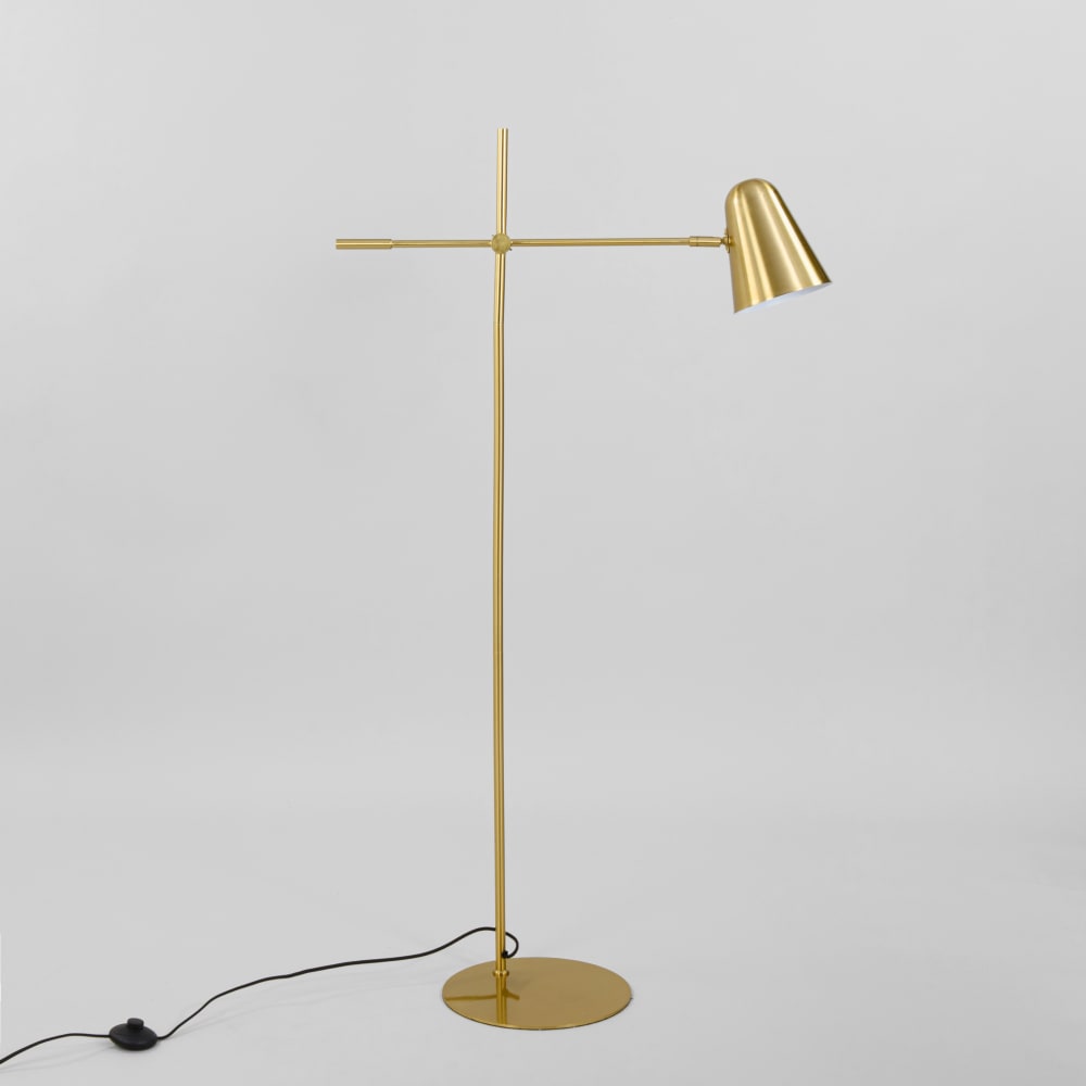 Lampadaire en acier doré, H144 cm