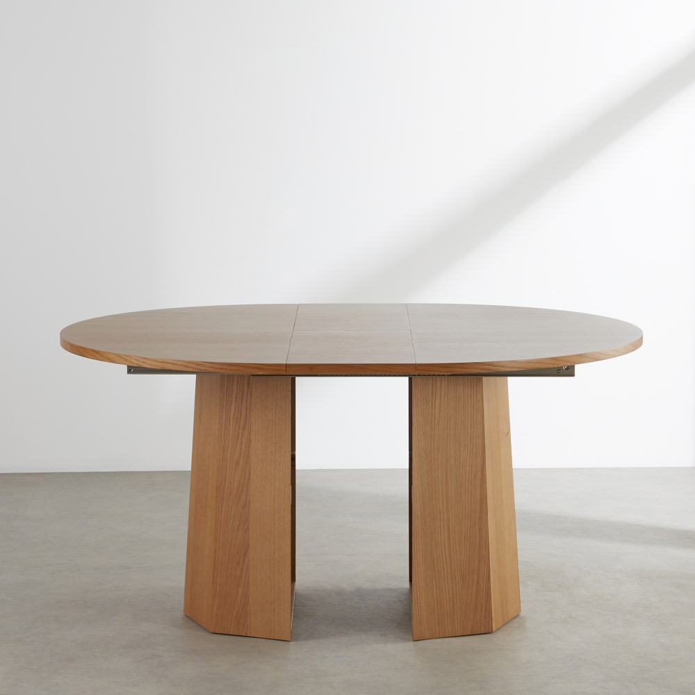 Table à manger ronde extensible placage chêne, L120/180 cm — vue 3