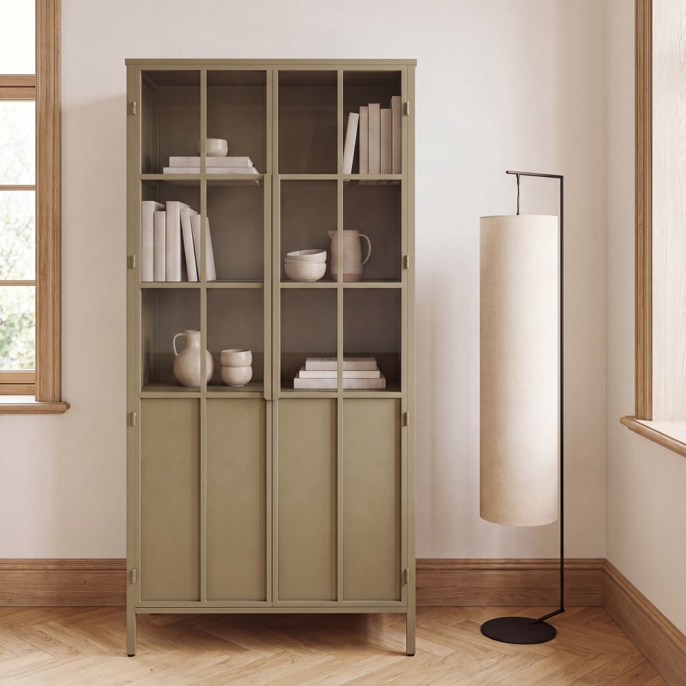 Vaisselier en acier vert sauge, L90 cm