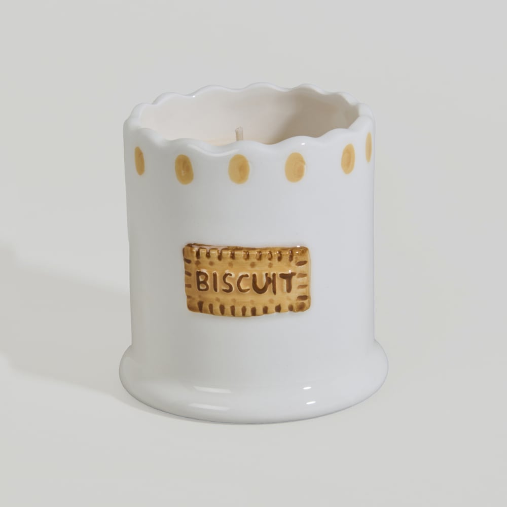Bougie parfumée en céramique motif biscuit, parfum "Biscuit"