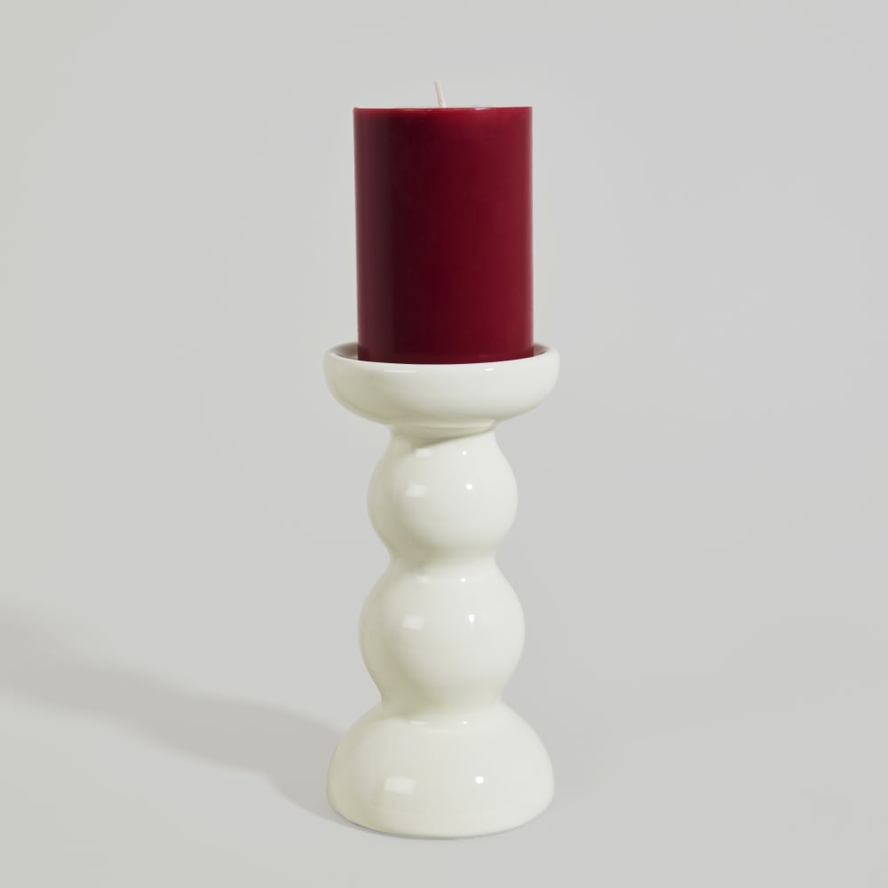 Cremefarbener Keramik-Kerzenständer, H 19 cm - Maisons Du Monde