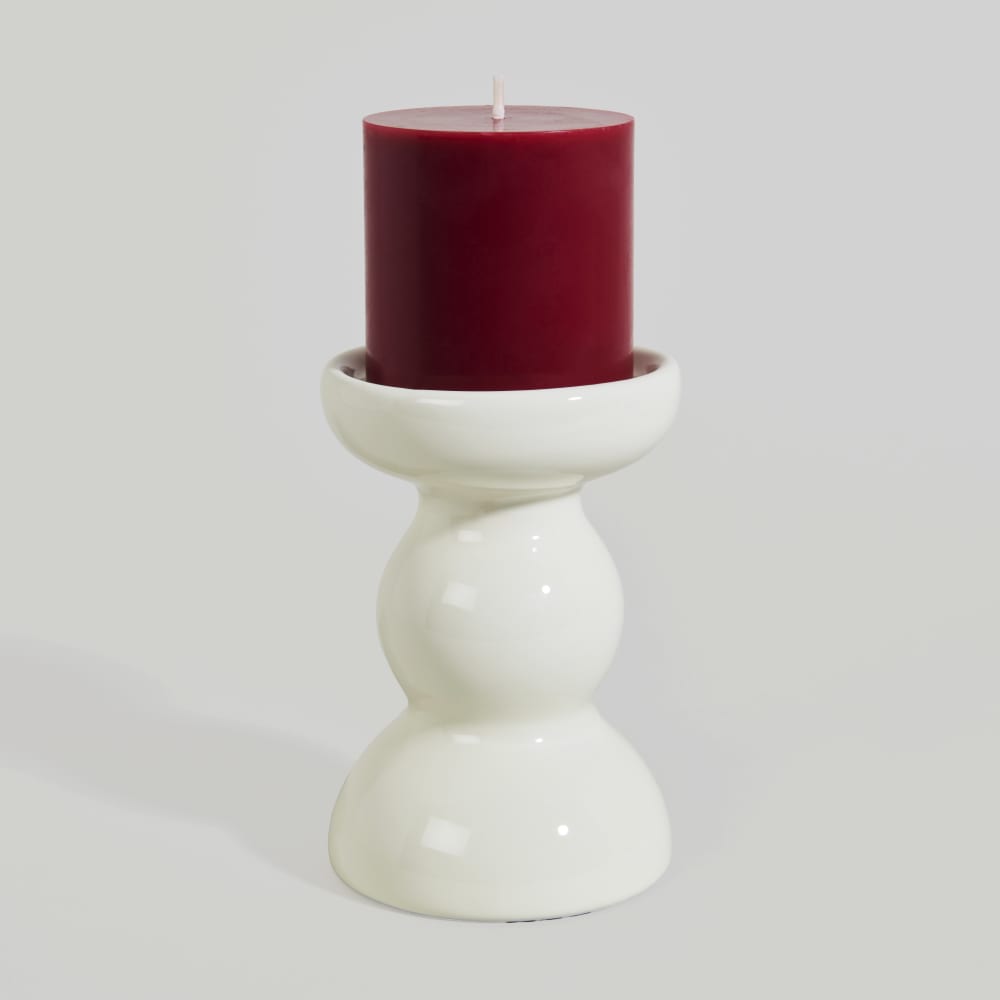 Cremefarbener Keramik-Kerzenständer, H 14 cm - Maisons Du Monde