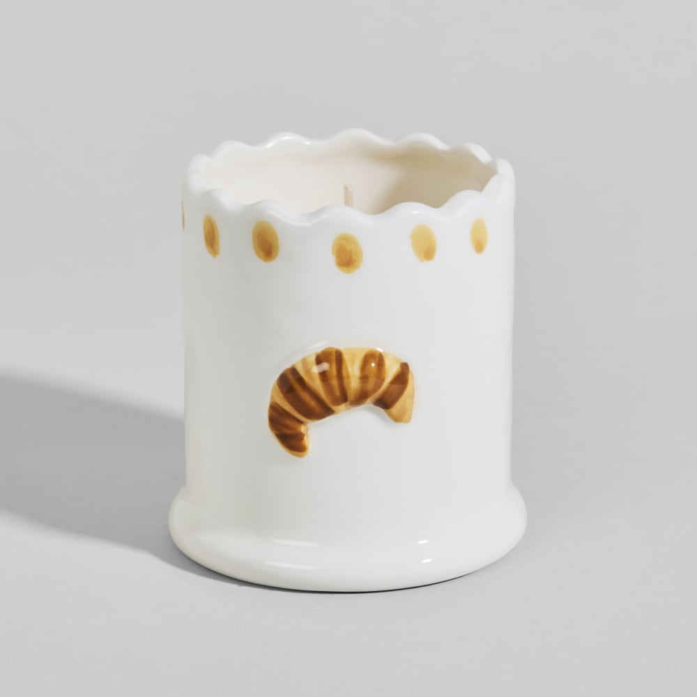 Bougie parfumée en céramique motif croissant, parfum "Croissant"