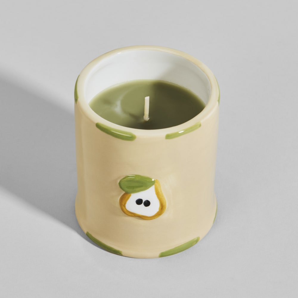 Duftkerze aus Keramik mit Birnenmotiv, Duftrichtung