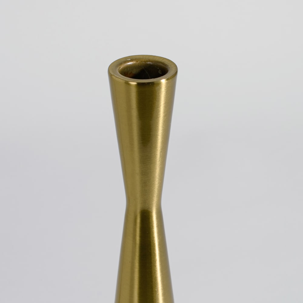 Bougeoir en acier doré, H22 cm