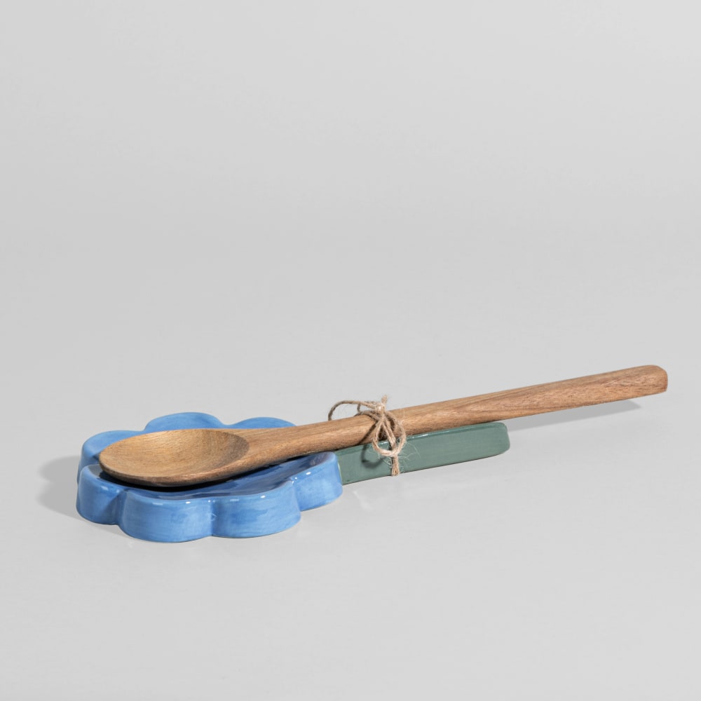 Reposacucharas de gres y madera de