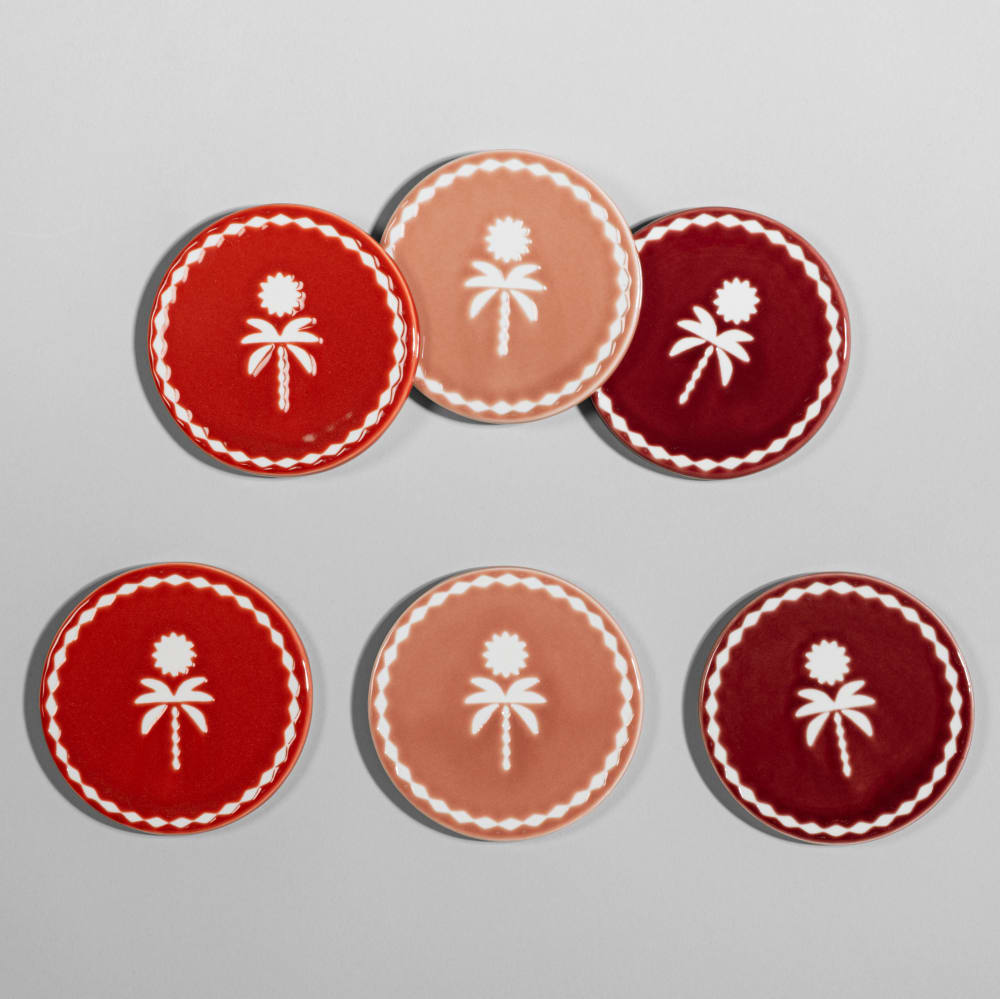 Dessous de verre rose, aubergine et taupe (x6)