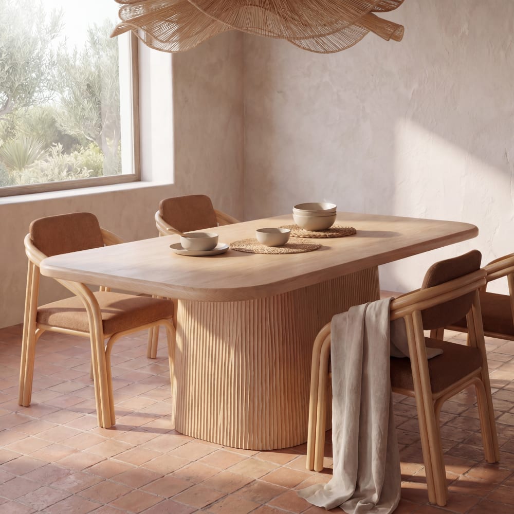 Table à manger rectangulaire en bois de manguier clair, L240 cm