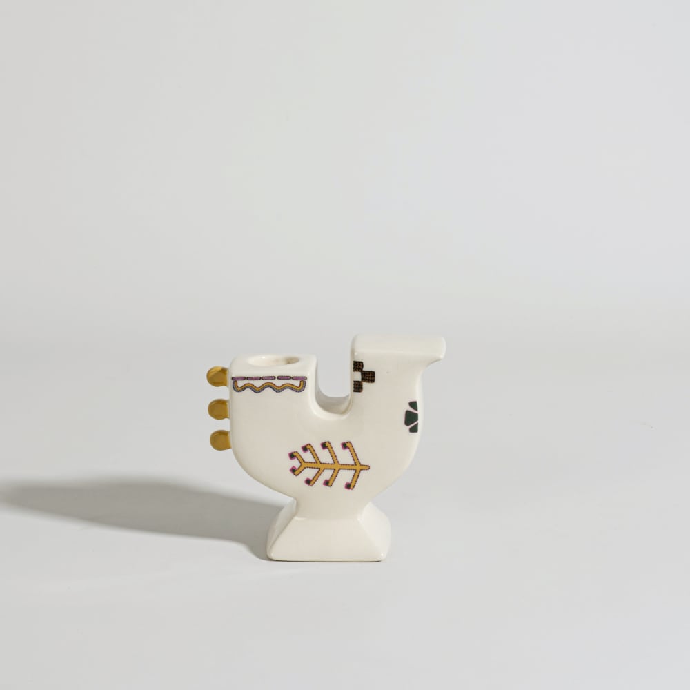 Bougeoir en céramique multicolore, H10 cm
