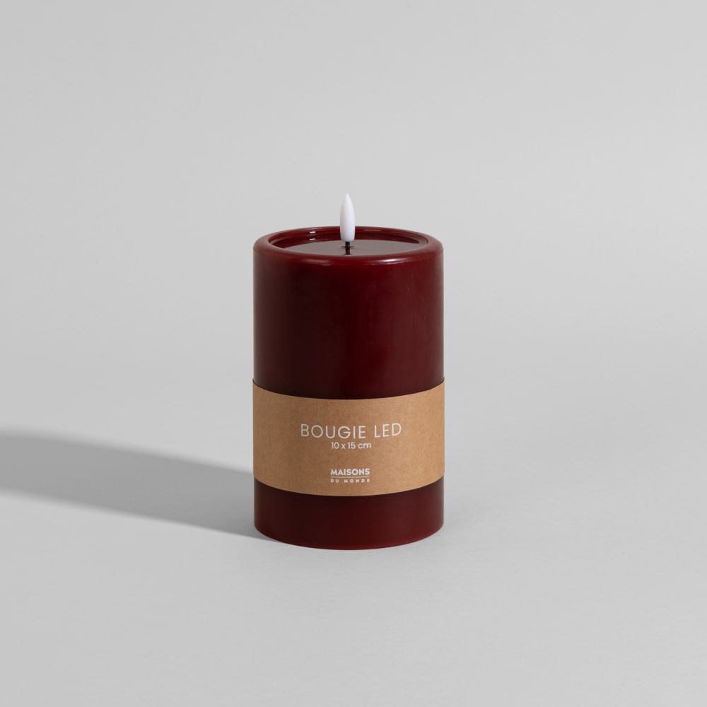 Bougie LED en cire rouge, 10x15 cm