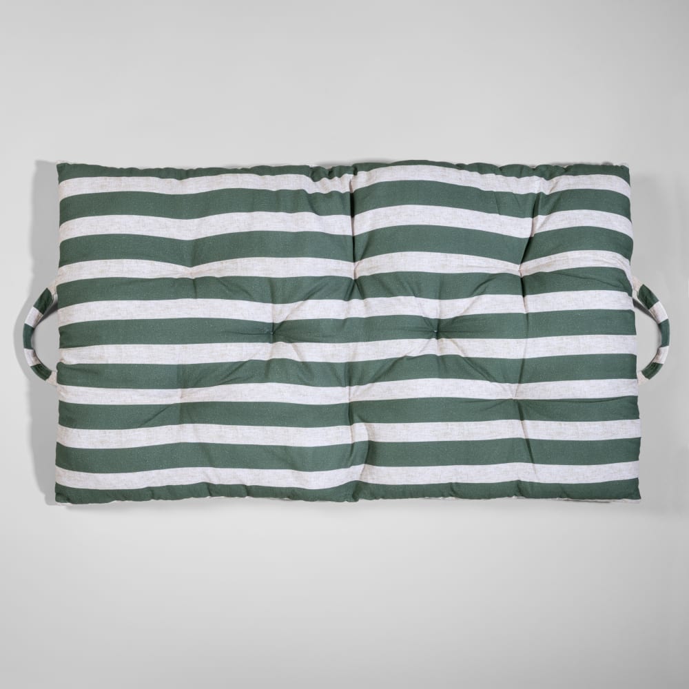 Galette de chaise en coton à rayures vertes et beiges, 60x100 cm
