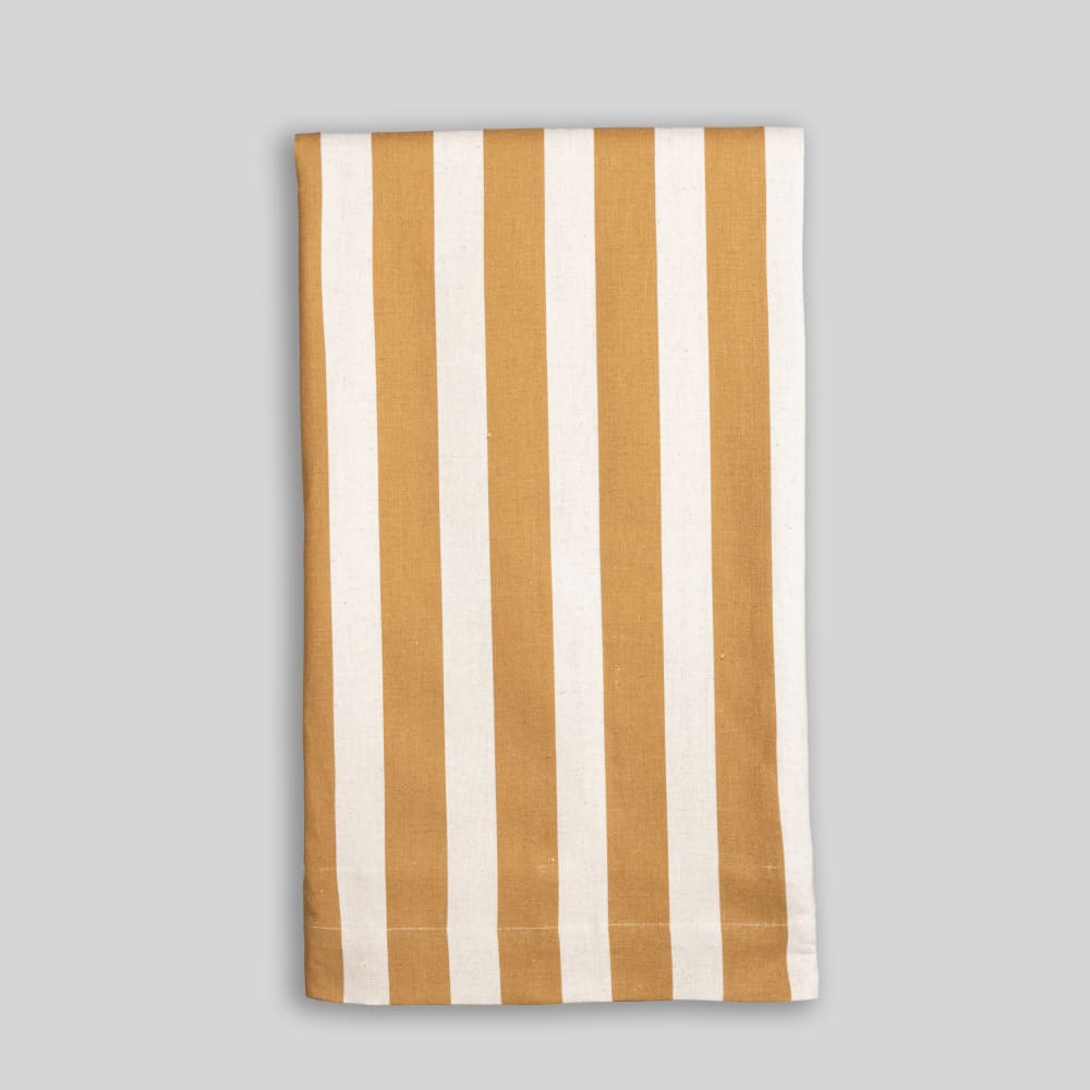 Rideau à pattes cachées en coton et lin blanc à rayures ocres, 140x250 cm (vendu à l'unité) — vue 3