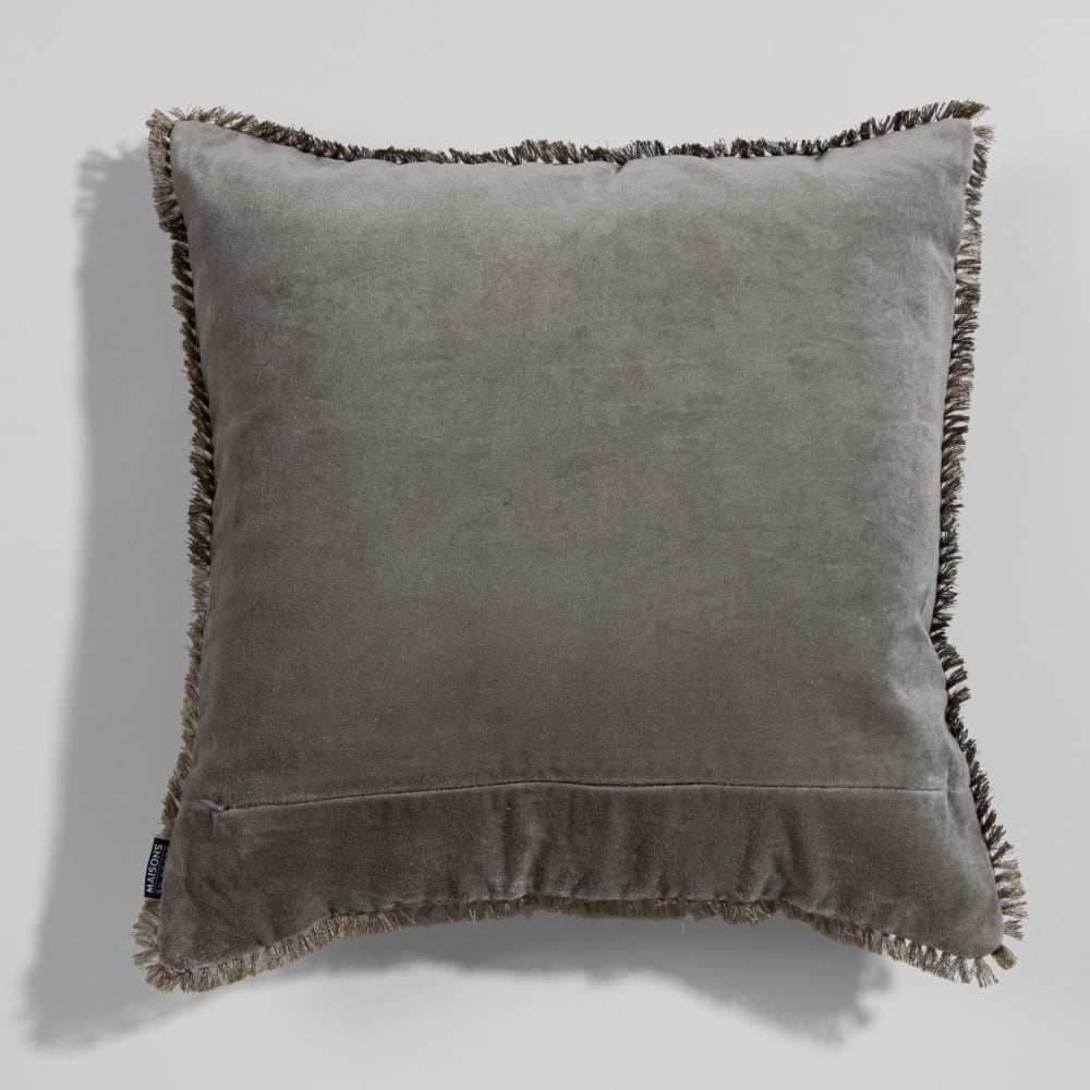 Coussin en velours de coton kaki, 45x45 cm — vue 3