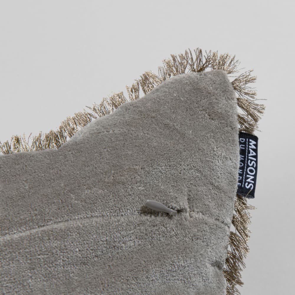 Coussin en velours de coton kaki, 45x45 cm — vue 4