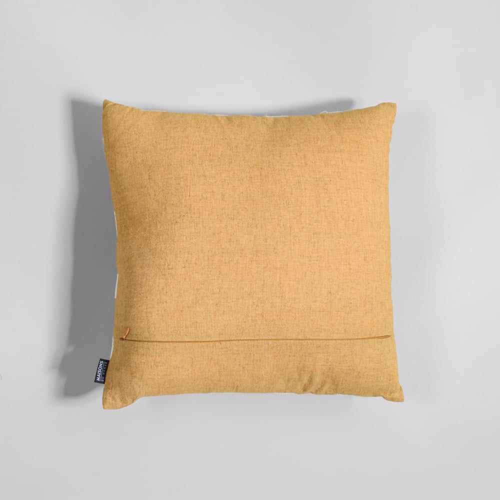 Housse de coussin jaune et broderies blanches, 40x40 cm — vue 3