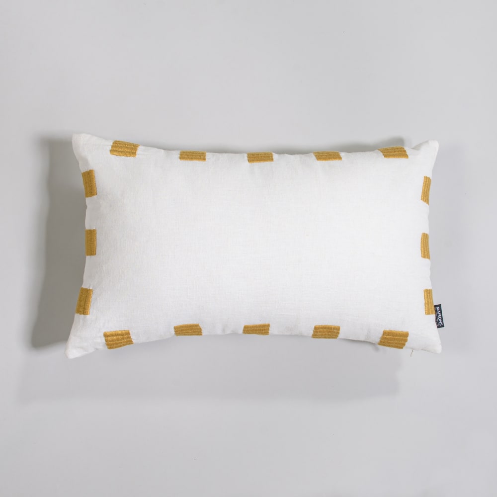 Housse de coussin blanche et broderies jaunes, 50x30 cm