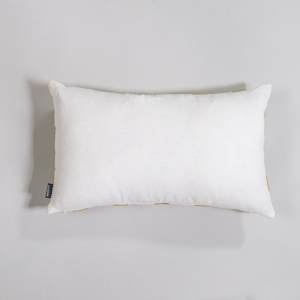 Housse de coussin blanche et broderies jaunes, 50x30 cm — vue 3