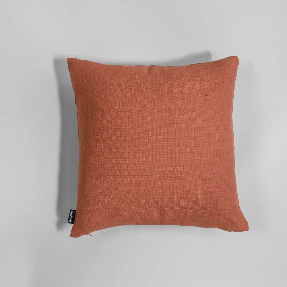 Housse de coussin en coton terracotta et broderies multicolores, 40x40 cm — vue 3
