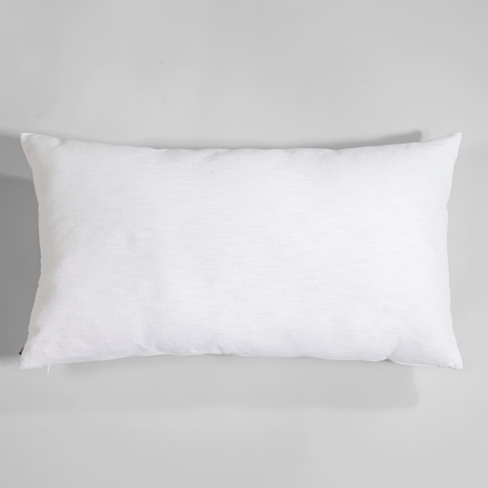 Ecrufarbenes Kissen mit mehrfarbigen Stickereien, 80 x 45 cm -