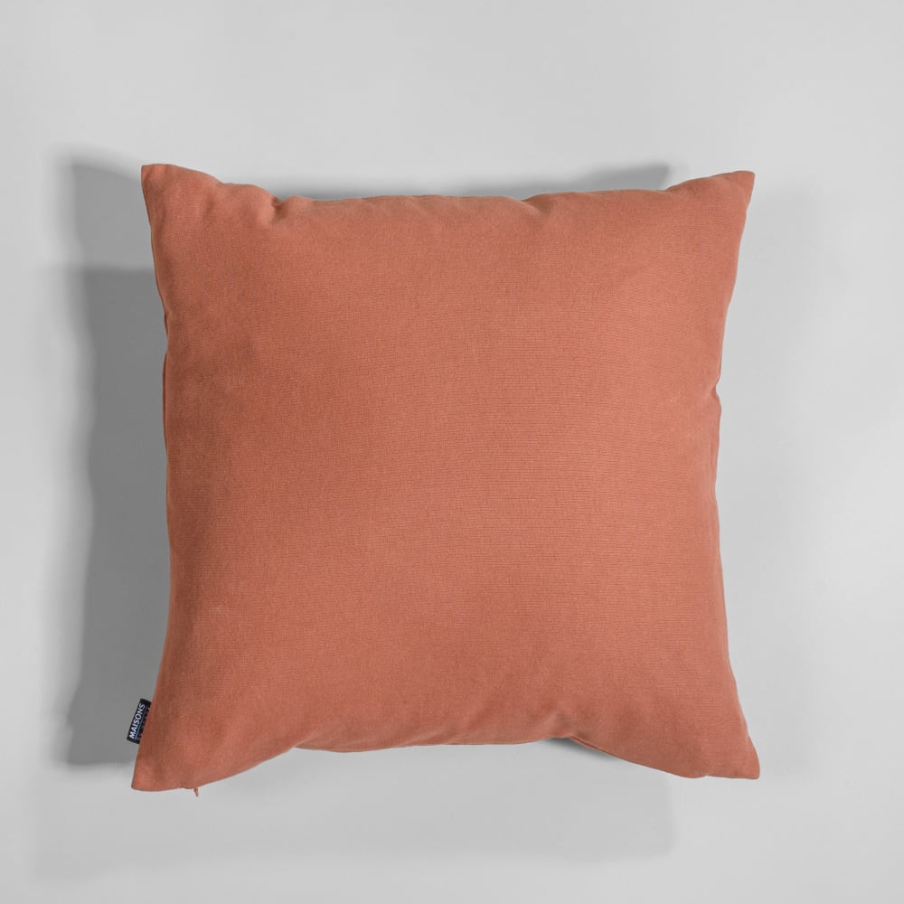Coussin en coton terracotta et broderies blanches, 45x45 cm — vue 3