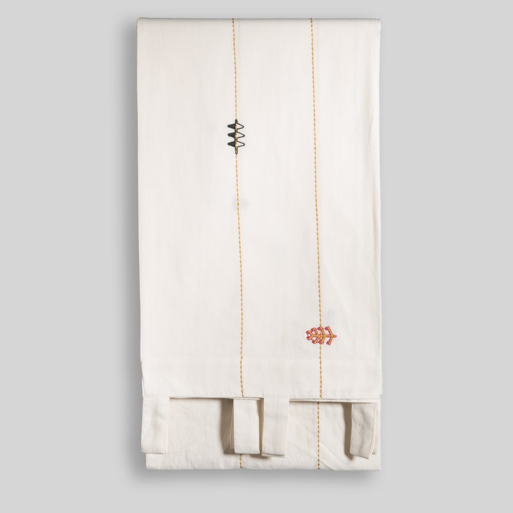 Rideau en coton écru motifs brodés multicolores, 140x250 cm (vendu à l'unité) — vue 3