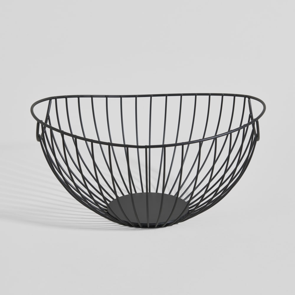 Corbeille sur pied en acier noir